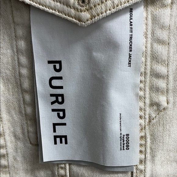 Purple Brand Men's Distressed Tan Denim Trucker Jacket - Picture 2 of 10